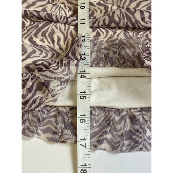 Free People Romi Mesh Mini Skirt in Purple White Zebra Women's Size Medium - Picture 11 of 13